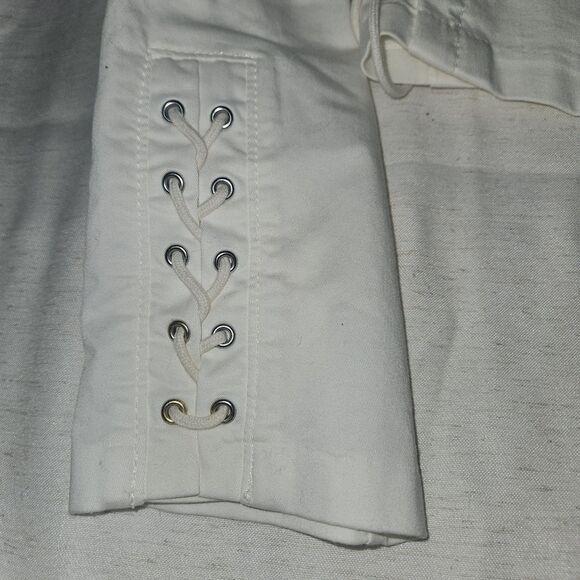 Y2k White Lace Detail Moto Jacket Zip Womens White House Black Market Size 12 - Picture 6 of 13